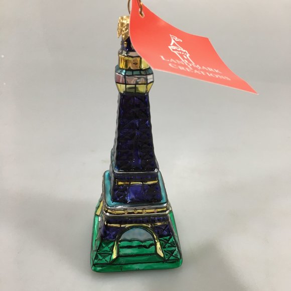 Landmark Creations Eiffel Tower Glass Ornament 5 1/4" NEW in Box Made in Poland - Picture 4 of 7